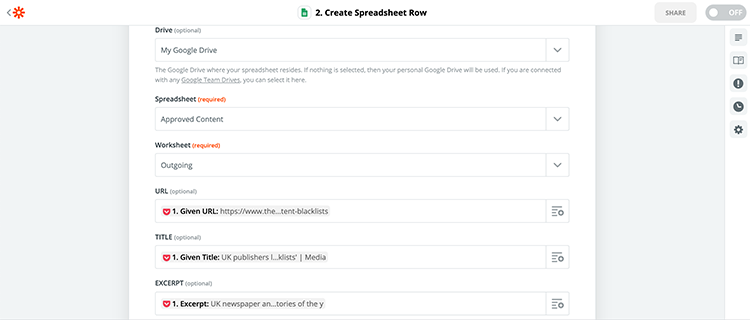zapier google sheet integration
