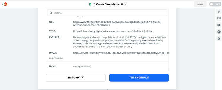 zapier google sheet zap