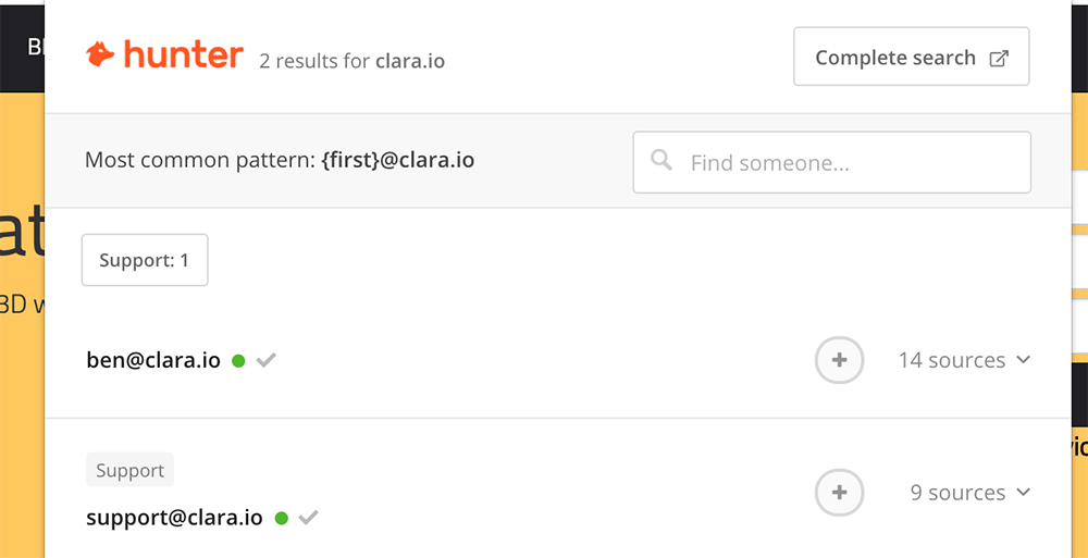 scraping emails from prospect websites with Hunter.io